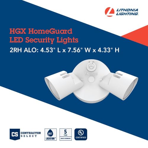 Lithonia Lighting HomeGuard 2-Light LED Outdoor Flood Lights, Dusk to Dawn - color: White, size: 2-Light, style: 1750-2750 Lumens