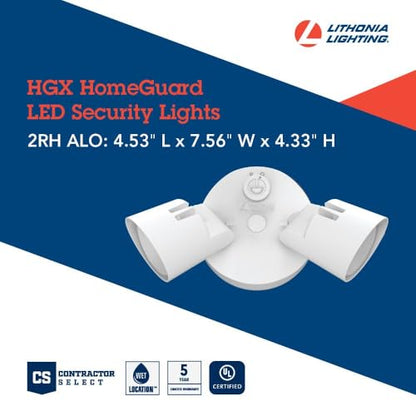 Lithonia Lighting HomeGuard 2-Light LED Outdoor Flood Lights, Dusk to Dawn - color: White, size: 2-Light, style: 1750-2750 Lumens