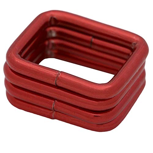 BIKICOCO Metal Rectangle Ring Buckles Square Strap Webbing Belt Rings for Bag Purse Non Welded 3/4 x 5/8 Inch - color: Red X 50 Pcs