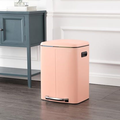 happimess Marco 10.6 Gal Double Bucket Step Trash Can, Flamingo Pink - color: Flamingo Pink