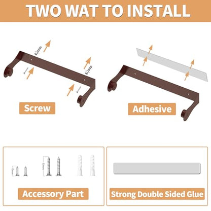 Paper Towel Holder Under Cabinet, Wall Mount, Adhesive or Drilling, Brown - color: Brown