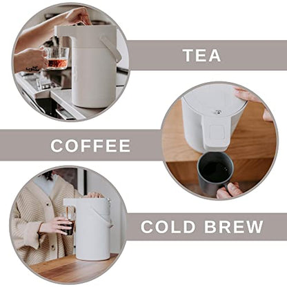 Airpot Coffee Dispenser with Pump, 85 OZ Stainless Steel Coffee Carafe - color: White
