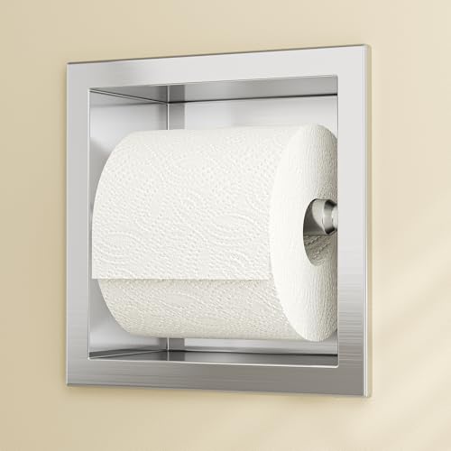 Neodrain Brushed 304 Stainless Steel Recessed in Wall Toilet Paper Holder - color: Brushed, size: 6X6In