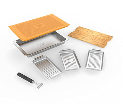 Yukon Glory BBQ N Serve Premium Set, 3 Grill Baskets and Tray