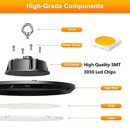 LED High Bay Lights 4-Pack, 300W UFO Shop Light - size: 300W4P-Dimmable