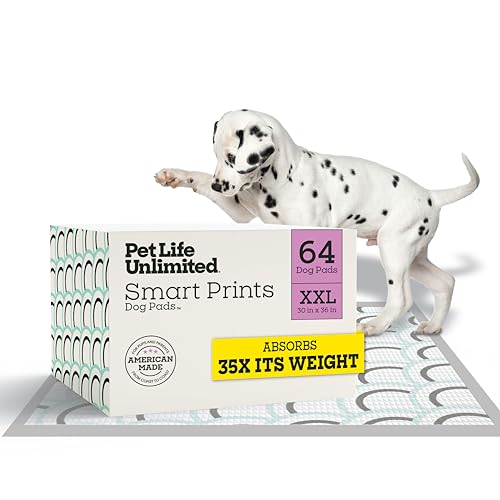 Pet Life Unlimited Smart Prints XXL Puppy Pads for Dogs, Potty Training Pee Pads, 64 Count, 30" x 36", Leak-Proof, Super Absorbent, Quick-Dry, Patterned Pads with Odor Control, Made in USA - size: XXL 30" x 36" 64-Count
