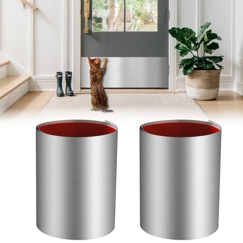 OMISTAR 2 Pcs Stainless Steel Door Kick Plates, 8 x 34 in Self-Adhesive Front Door Kick Plates, Metal Door Plates, Anti-Scratch Door Bottom Protectors for 36" Interior Exterior Doors