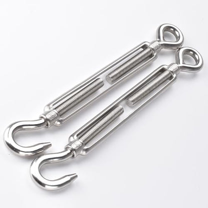 M12 Turnbuckle,2 Pack Thread Stainless Steel Hook & Eye,Alele Stainless Steel 304 Turnbuckle Heavy Duty Wire Rope Tension (M12 Turnbuckle) - size: M12 Turnbuckle-2p