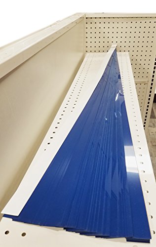 Decorative Gondola Shelving Pre Cut Vinyl Insert Strips 48" x 1.25" Shelf C-Channel, Blue, 100 Pack - color: Blue