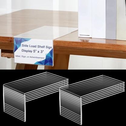 Feifeiya 12 Pcs Acrylic Shelf Talkers 5" x 3", Side Load Label Holders - size: 5" x 3"