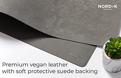 Nordik Leather Desk Mat - Alaskan Gray - Large Leather Desk Pad 35x17 in - color: Alaskan Gray
