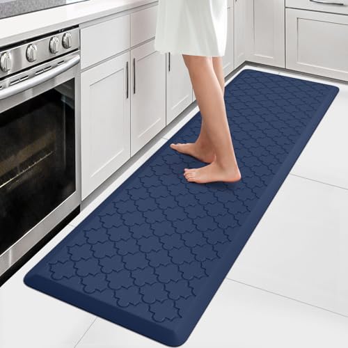 WISELIFE Kitchen Mat Cushioned Anti Fatigue Runner Rug, 17.3"x60", Blue - color: Blue, size: 1'5" x 5' (Rectangular)