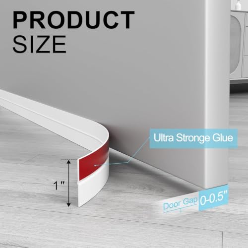 Elvone Weather Stripping Door Seal, 36ft Adhesive Silicone Strip, White - color: White, size: 36ft x 1 in