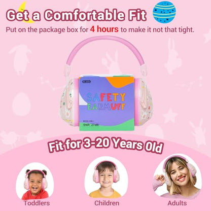 Dr.meter 27SNR Noise Cancelling Headphones for Kids Adults Ear Protection - color: Print Pink