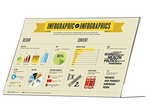 Marketing Holders 2 Pack Landscape Sign Frame 17" x 11" Clear Acrylic Advertisement Table Tents Slanted Desk Counter Literature Graphic Poster Frame Office Hours Display Top Side Load - size: 17"w x 11"h