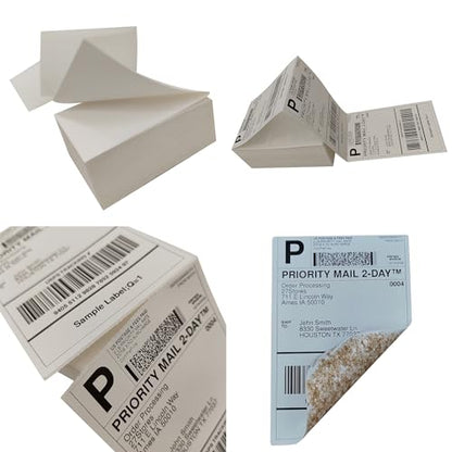 4x6 (100x150mm) Fanfold Direct Thermal Shipping Labels, 8 Stacks / 4000 Labels – Perforated, Compatible with Zebra, Rollo, UPS, FedEx (Pack of 2) - size: 8 Stacks | 4000 Labels (Pack of 2)