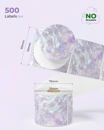 MUNBYN 2 Inch Purple Round Shell Texture Thermal Labels, 500 Sheets/Roll - color: Purple, size: 2"