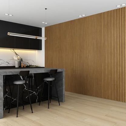 Slat Wall Panel 8-Pack, 118’’x6.1’’, Oak - size: 118’’x6.1’’-Oak