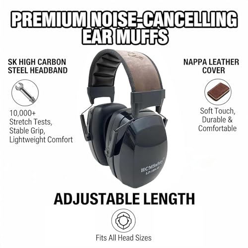 Black Comfortable And Durable Noise Cancelling Headphones For Men For Hunting Shooting Gun Range Mowing Adjustable