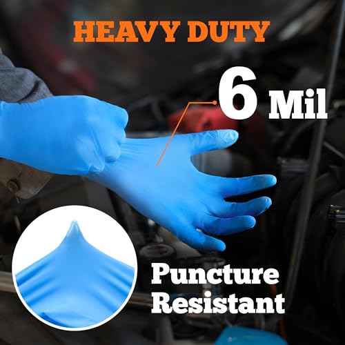 TitanFlex Nitrile Exam Gloves, Blue, 6-mil, Heavy Duty Nitrile Gloves, Mechanic Disposable Gloves, Latex Free, Powder Free - color: Blue - Medium - Case of 1000