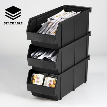 CURTA Black Self Serve Condiment Bin Stand Set, Removable Condiment Organizer with 2-Tier Stand and 4 Condiment Bins, 16" D x11.25 W x 9.5" H, Coffee Bar Beverage Station - size: 4 BINS