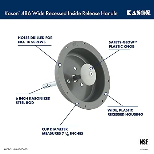 Kason 486 Wide Recessed Inside Release Handle (10486D00600) - size: 10486D00600