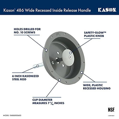 Kason 486 Wide Recessed Inside Release Handle (10486D00600) - size: 10486D00600
