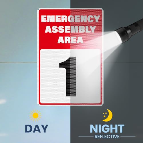 2 Pack Emergency Assembly Area 1 Sign 18 × 12 Inch for Outdoor Use - style: Emergency Assembly Area 1 Sign