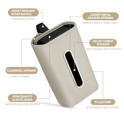 WHHMK Large Car Tissue Holder Refill Easily Clamshell Opening, Grey 1PC - color: Grey 1 Pack