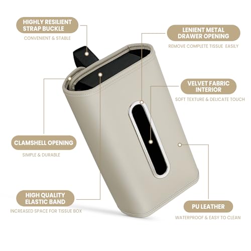 WHHMK Large Car Tissue Holder Refill Easily Clamshell Opening, Grey 2PC - color: Grey 2 Packs