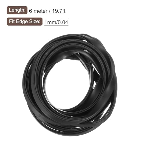 uxcell U Channel Edge Trim, 19.7ft Length Rubber Guard Seal Strip Edge Protector Flat Type Fit for 1mm Edge, (5/32" W x 5/16" H) Black - size: Fit 1mm x 19.7'L x 5/16"H x 5/32"W