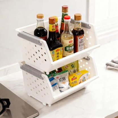 Stackable Pantry Storage Baskets, 3-Pack Snack Storage Baskets