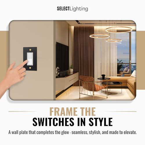SELECT 1-Gang Solid Brass Wall Plate Cover, Black w/Brass Accessories - color: Black with Brass, size: 1 Gang, style: Wall Plate