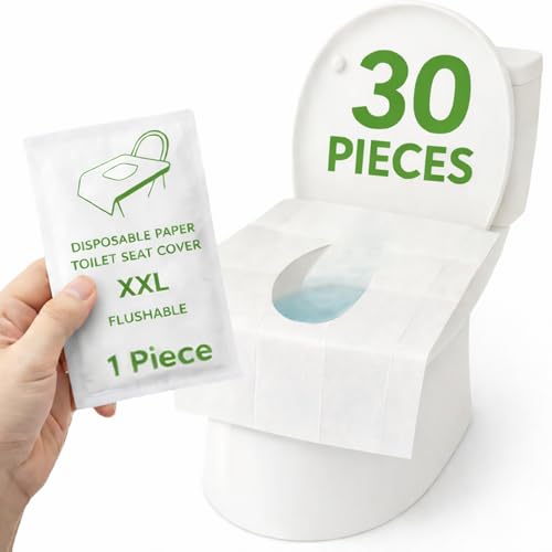Individually Wrapped XXL Toilet Seat Covers Disposable Flushable for Travel (30 Pack), Full Coverage Paper Liners for Kids & Adults - size: XXL-30 individual packs