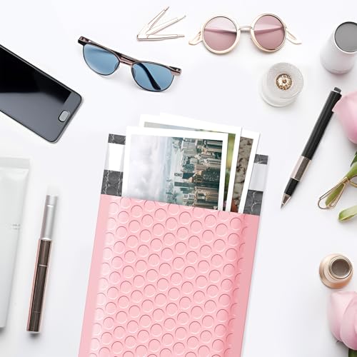 Famagic Light Pink Bubble Mailers 4x8 for Small Business, 100pcs Usable 4x7 - color: Light pink, size: 4x8 100pcs