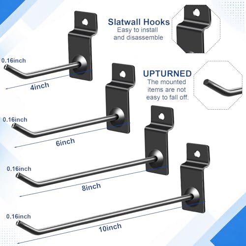 100 Slatwall Hooks Display Panel, Black, 4 and 6 and 7 and 10 Inch - color: Black, size: 4 and 6 and 7 and 10 Inch