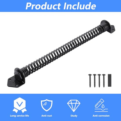 14 Inch Gate Spring, Adjustable Self Closing Gate Closer, Black, 2 Pack - size: 14 Inch
