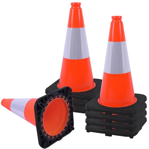 OrangeStar 8 Pack 18" Orange Traffic Safety Cones, PVC Parking Cone - color: Orange, size: 18in