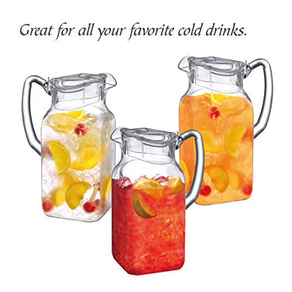 Amazing Abby - Quadly - Plastic Pitcher (64 oz, 2 Quart), Clear Water Pitcher with Lid, Fridge Jug, BPA-Free, Shatter-Proof, Great for Iced Tea, Sangria, Lemonade, Juice, Milk, and More - style: Quadly (64 oz)