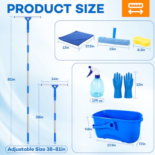 ALOTIKI 9Pcs Window Cleaning Kit with 3 Gal Cleaning Bucket & 81" Squeegee