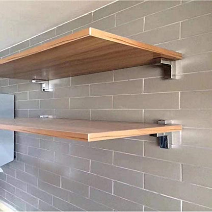 AWEN 2pcs Solid Metal Adjustable Wood/Glass Shelf Bracket Wall Mount,Shelf Holders，3-28mm Thick Adjustable Shelf Bracket, 25lbs Load, Polished Chrome - size: Polished Chrome