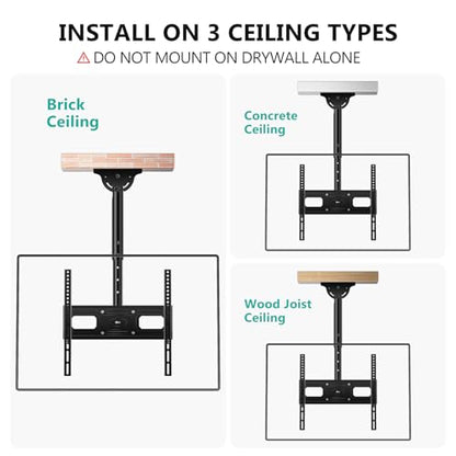 WALI Ceiling TV Mount for Most 26-65 inch LCD LED OLED 4K TVs, up to 99 lbs - color: Black (400x400mm), size: 2 feet