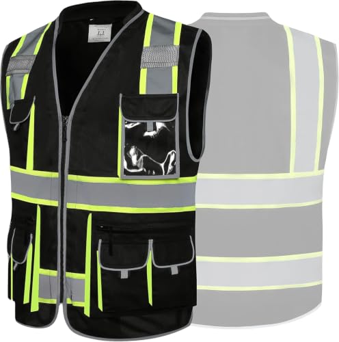 JKSafety Reflective Safety Vest for Men Cushioned Collar JK89 Black S - color: Blackt1s1, size: Small