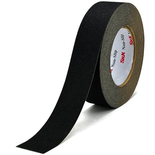 S&X Anti Slip Tape 1.5in x 60ft Grip Tape for Stairs & Floors, Black - size: 1.5 inches x 60 feet