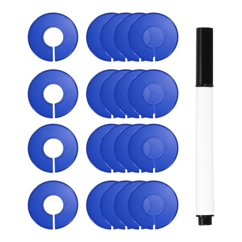 uxcell Clothes Dividers,20 Pack Round Closet Rack Dividers Clothing Rack Size Dividers Blank Labels with Marker Pen Writable & Reusable for Hanging Clothes Sorting Size, Dark Blue - color: Blue