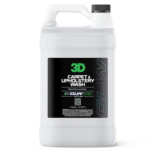3D Carpet & Upholstery Wash 1 Gallon – Professional Car Interior Cleaner – Removes Stains, Dirt & Odors – Safe for Fabric, Carpet & Upholstery – Deep Cleaning Auto Detailing Solution – Made in USA - size: 128 Fl Oz (Pack of 1)