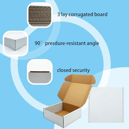 8x8x3 inch White Shipping Boxes 25Pack,Craft Gift Boxes,Bulk of Mailers - size: 8''x8''x3''