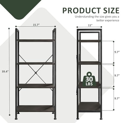 4 Tier Bookshelf, Free Standing Bookcase with Open Storage Shelves - color: Classic Black, size: 4 Tier