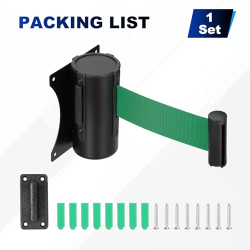 PATIKIL Fixed Wall Mount Retractable Belt Barrier 16 Feet, Green 1 Pcs - color: Green, size: 16 Feet
