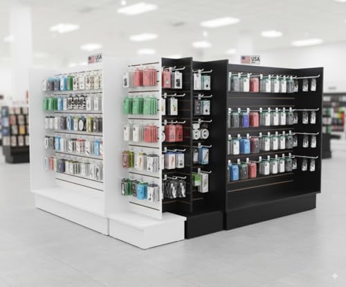 WISDOMFUR H-Unit Slatwall Gondola Display – 4 ft White Freestanding Retail Fixture for Merchandising, Store Displays & Showrooms - color: White